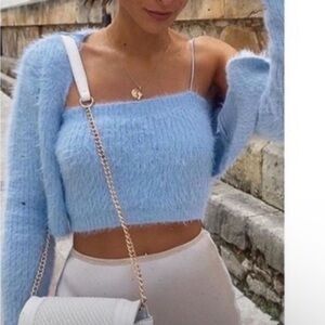 Zara Fuzzy Blue Top NWT